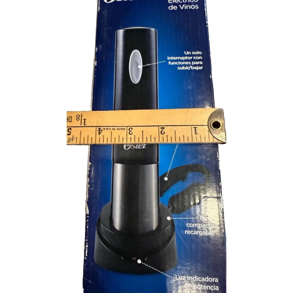 Oster Electric Wine Bottle Opener Foil Cutter Charging Base Nib Open Box Black